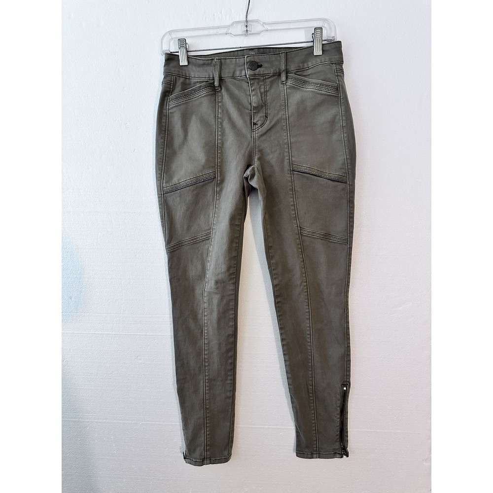 White House Black Market Pants Womens 2 Moto Zipper Skinny Ankle Stretch Mid Ris